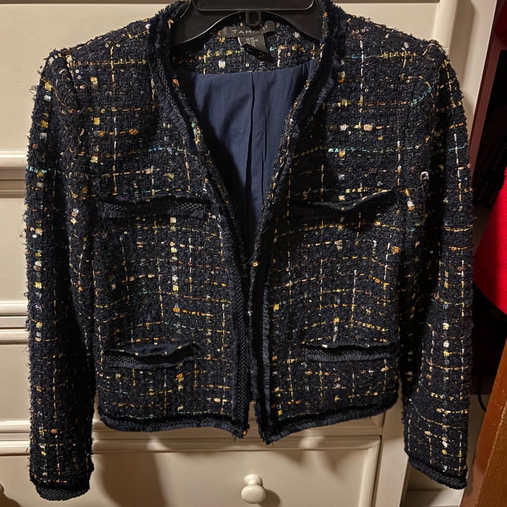 TAHARI Tweed Jacket with Multicolor Accents
